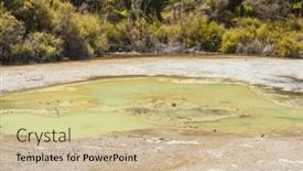  Presentation with geothermal - PPT theme featuring beautiful-turquoise-lake-called-papa background and a soft green colored foreground