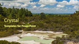  Presentation with geothermal - Slide set featuring beautiful-turquoise-lake-called-papa background and a tawny brown colored foreground