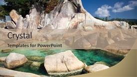 Presentation with turquoise beach - Audience pleasing presentation design consisting of beautiful turquoise water and interesting rock formation on lamai beach ko samui thailand backdrop and a coral colored foreground