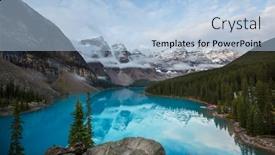  Presentation with beautiful moraine lake - Colorful slide set enhanced with beautiful turquoise waters of the moraine lake with snow-covered peaks above it in banff national park of canada backdrop and a light blue colored foreground