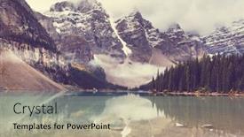  Presentation with beautiful moraine lake - Cool new PPT theme with beautiful turquoise waters of the moraine lake with snow-covered peaks above it in banff national park of canada backdrop and a mint green colored foreground