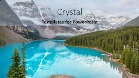  Presentation with banff national park - Beautiful slide set featuring beautiful turquoise waters of the moraine lake with snow-covered peaks above it in banff national park of canada backdrop and a light blue colored foreground