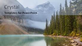  Presentation with beautiful moraine lake - Cool new theme with beautiful-turquoise-waters backdrop and a light blue colored foreground