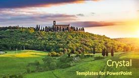  Presentation with tuscany - Cool new PPT theme with beautiful tuscany landscape at sunset backdrop and a tawny brown colored foreground