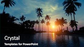  Presentation with palm beach - Slide set enhanced with beautiful twilight on tropical beach background and a black colored foreground