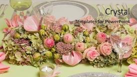  Presentation with christmas dinner - Presentation design enhanced with beautiful twotone flower arrangement background and a mint green colored foreground