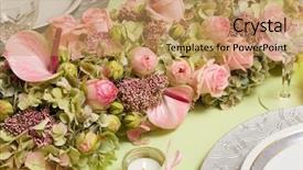  Presentation with christmas dinner - Colorful slides enhanced with beautiful twotone flower arrangement backdrop and a coral colored foreground