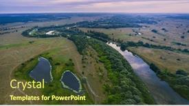  Presentation with nature river - PPT layouts with beautiful-ukrainian-nature-background-drone background and a tawny brown colored foreground