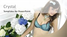  Presentation with hydrangea - PPT layouts enhanced with beautiful underwear mode with hydrangea posing in the studio background and a white colored foreground