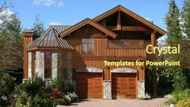  Presentation with cedar - PPT theme enhanced with beautiful upscale cedar built home background and a tawny brown colored foreground