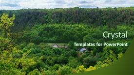  Presentation with beautiful green - Presentation theme with beautiful-valley-with-green-trees background and a tawny brown colored foreground