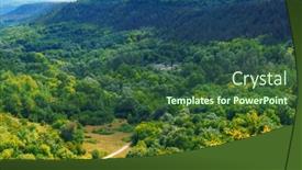  Presentation with forest road green - PPT layouts with beautiful-valley-with-green-trees background and a ocean colored foreground