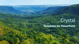  Presentation with beautiful green - Presentation theme enhanced with beautiful-valley-with-green-trees background and a ocean colored foreground