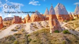  Presentation with cappadocia - Colorful PPT theme enhanced with beautiful-valleys-of-cappadocia-turkey backdrop and a light blue colored foreground
