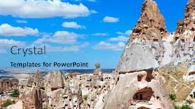  Presentation with cappadocia - PPT theme having beautiful-valleys-of-cappadocia-turkey background and a light blue colored foreground