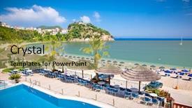  Presentation with beach - Theme with beautiful valtos beach near parga background and a yellow colored foreground