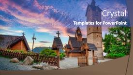  Presentation with church - Presentation consisting of beautiful-vang-stave-church background and a teal colored foreground