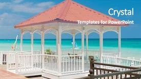  Presentation with colorful geometry - PPT theme featuring beautiful varadero beach in cuba background and a teal colored foreground
