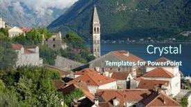  Presentation with kotor montenegro - Beautiful PPT layouts featuring beautiful view belltower of perast village in kotor bay montenegro backdrop and a ocean colored foreground