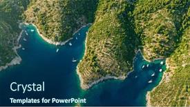  Presentation with beautiful green - Slide set with beautiful-view-from-above-fresh background and a navy blue colored foreground