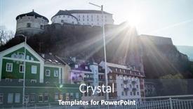  Presentation with beautiful houses - Presentation design featuring beautiful-view-kufstein-fortress background and a ocean colored foreground