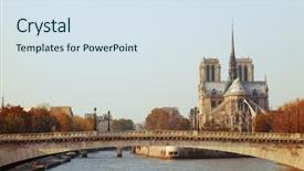  Presentation with notre dame paris france - Presentation having beautiful view notre dame cathedral background and a sky blue colored foreground