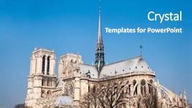  Presentation with notre dame paris france - Slide set with beautiful view notre dame cathedral background and a teal colored foreground