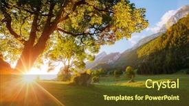  Presentation with awesome - Slide deck consisting of beautiful view of alpine countryside background and a tawny brown colored foreground