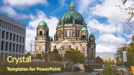  Presentation with boat river - PPT layouts having beautiful view of berliner dom background and a tawny brown colored foreground