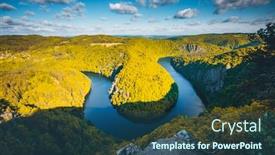 Presentation with artistic - PPT theme having beautiful-view-of-canyon-vltava background and a ocean colored foreground