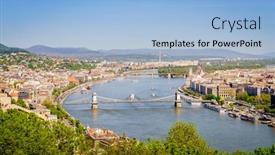  Presentation with danube - PPT layouts having beautiful view of historic part of budapest and the danube river background and a light blue colored foreground