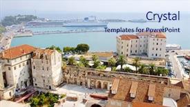  Presentation with croatia split - Presentation having view of old town split background and a sky blue colored foreground
