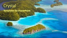  Presentation with pacific islands - Colorful slide set enhanced with beautiful-view-of-palau-tropical backdrop and a tawny brown colored foreground
