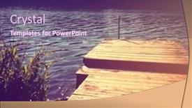  Presentation with dock - Beautiful PPT theme featuring beautiful view of pond with boat dock backdrop and a violet colored foreground