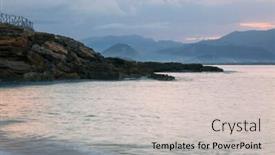  Presentation with sunset beach - Beautiful slides featuring beautiful-view-of-rocky-beach backdrop and a light gray colored foreground