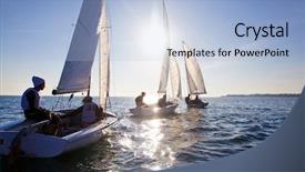  Presentation with sunset sailing - Colorful slide set enhanced with beautiful view of sailing yachts backdrop and a light blue colored foreground
