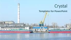  Presentation with sea port - Cool new presentation design with beautiful view of sea port backdrop and a cool aqua colored foreground