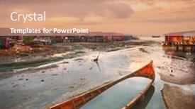  Presentation with boat - Presentation theme featuring boat on the foreground malaysia background and a coral colored foreground