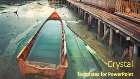  Presentation with boat - Slides having beautiful-view-of-sunrise background and a tawny brown colored foreground