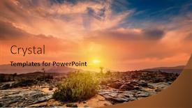  Presentation with mountain view - Presentation theme with beautiful-view-of-sunset background and a gold colored foreground