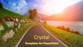  Presentation with road bike - Cool new slides with beautiful view of the bike road on lake resia alps italy europe backdrop and a tawny brown colored foreground