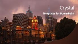  Presentation with melbourne - Slide set with beautiful-view-of-the-flinders background and a gray colored foreground