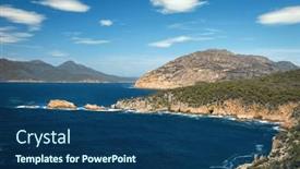  Presentation with lighthouse - Presentation theme with beautiful-view-of-the-ocean background and a ocean colored foreground