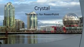  Presentation with science museum - Beautiful slide deck featuring beautiful view of vancouver canada with apartment towers the marina and the science museum backdrop and a light blue colored foreground