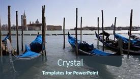  Presentation with boats - Presentation theme consisting of beautiful-view-of-venice-traditional background and a ocean colored foreground