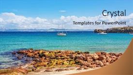  Presentation with ocean - Amazing slide set having beautiful view on beach and ocean spain tarifa backdrop and a light blue colored foreground