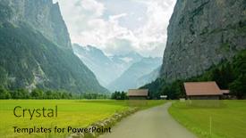  Presentation with alps - PPT theme featuring beautiful-view-on-swiss-alps background and a gold colored foreground