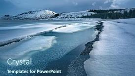  Presentation with sea - Amazing PPT theme having beautiful-view-on-the-mountains backdrop and a ocean colored foreground