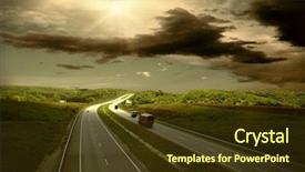  Presentation with night sky plane view - Audience pleasing slide set consisting of beautiful view on the road backdrop and a tawny brown colored foreground