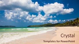  Presentation with tropical - Beautiful theme featuring beautiful view on tropical catian backdrop and a lemonade colored foreground